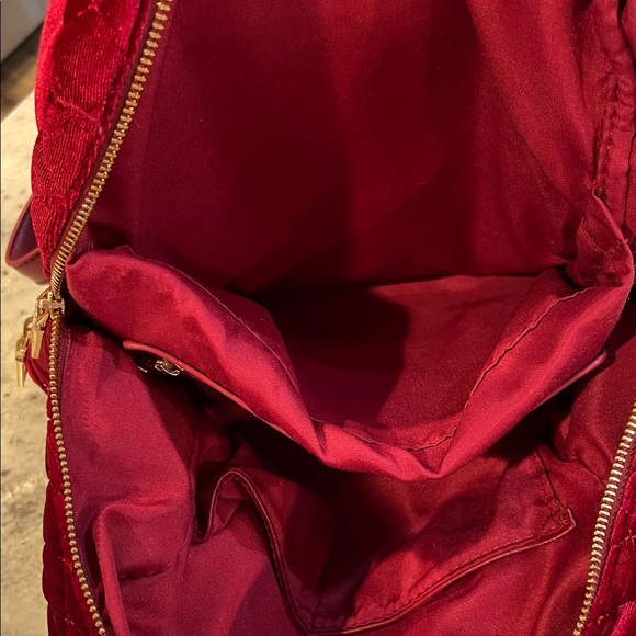Bebe Red Quilted Velvet Backpack - Picture 9 of 13